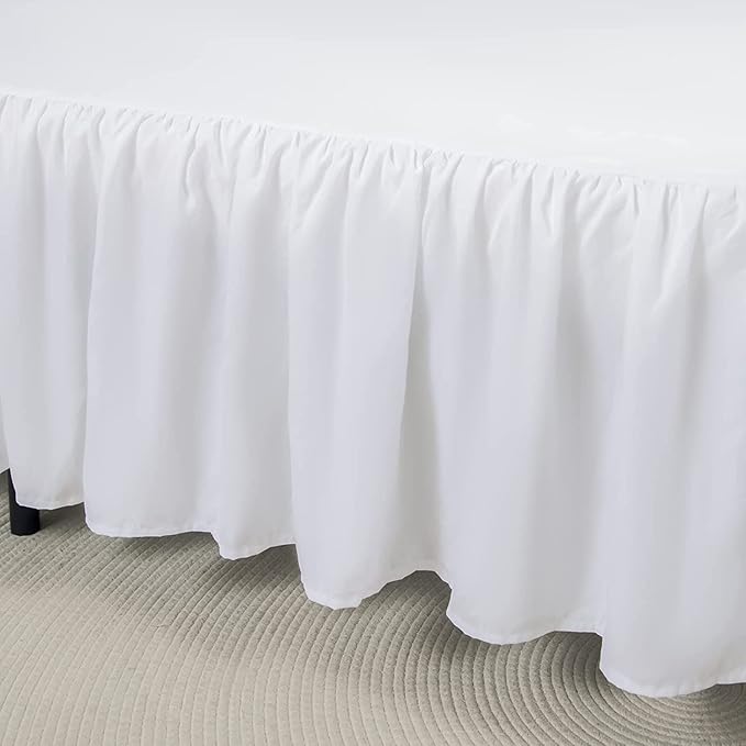 Bed Skirt Ruffled Bed Skirt with Split Corners, 18 Inch Drop Dust Ruffle Bed Skirt with Platform, White,Full Size
