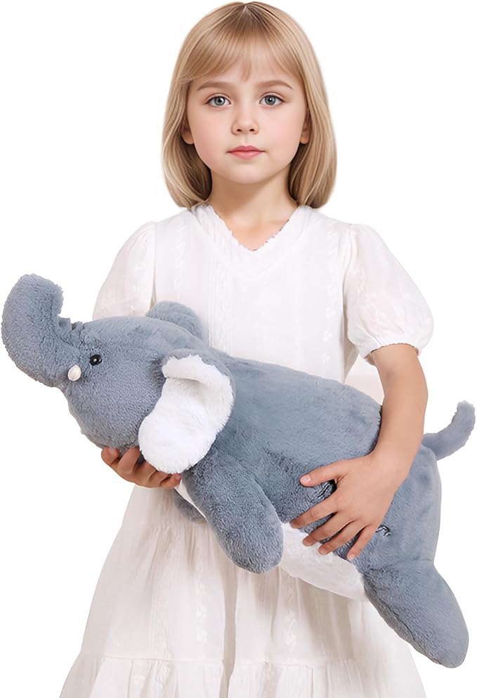24 inch Cute Giant Weighted Elephant Plush Soft Body Pillow, Large Grey Elephant Weighted Stuffed Animals Toys plushies, Gift for Kids Girls and Boy, Birthday