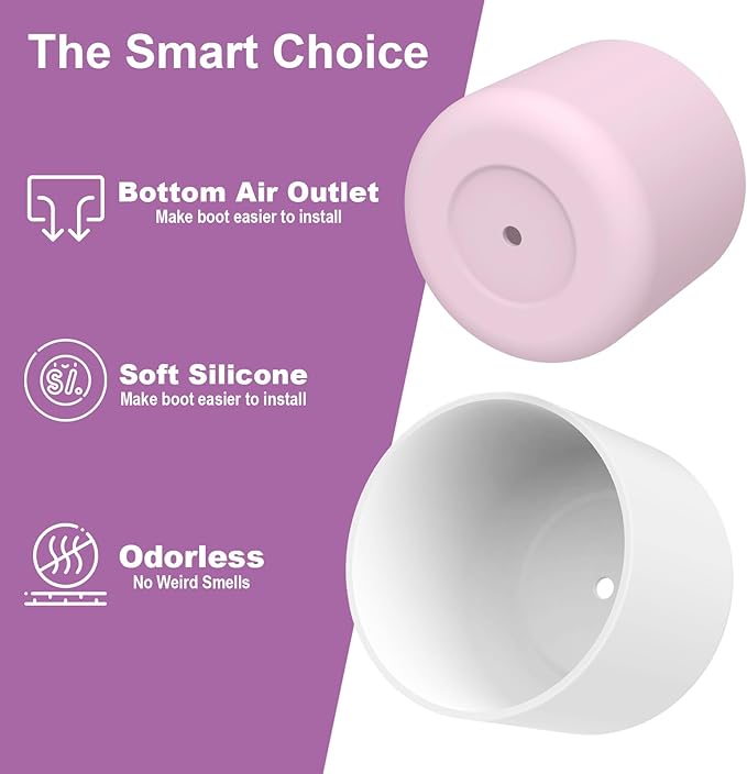 2PCS Silicone Water Bottle Boot for Owala 24oz 32oz 40oz, Anti-Slip Protective Sleeve Bottom Bumper Protector for FreeSip, Twist, and Flip Stainless Steel Water Bottles