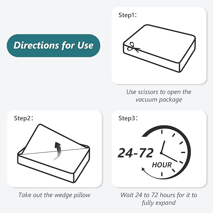 3 PCS Upgraded Bed Wedge Pillow for Sleeping - 35D Post Surgery Pillow for Back Leg Pain Relief - 16.5" Wide Wedge Pillows for After Surgery for Acid Reflux & GERD & Snoring(White Blue)