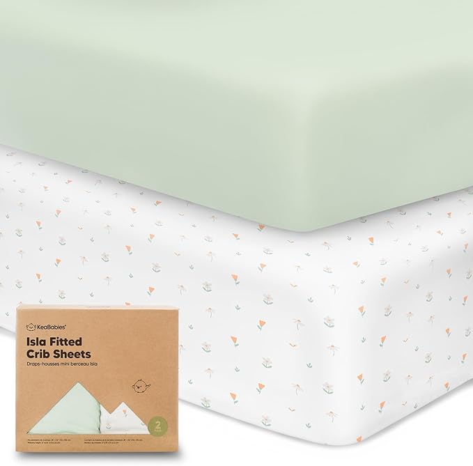 2-Pack Crib Sheets for Boys,Girls - Viscose Derived from Bamboo Fitted Crib Sheet, Organic Baby Crib Sheets, Crib Mattress Sheet,Toddler Bed Sheets,Baby Sheets for Crib Fitted Sheets(Wildflowers)
