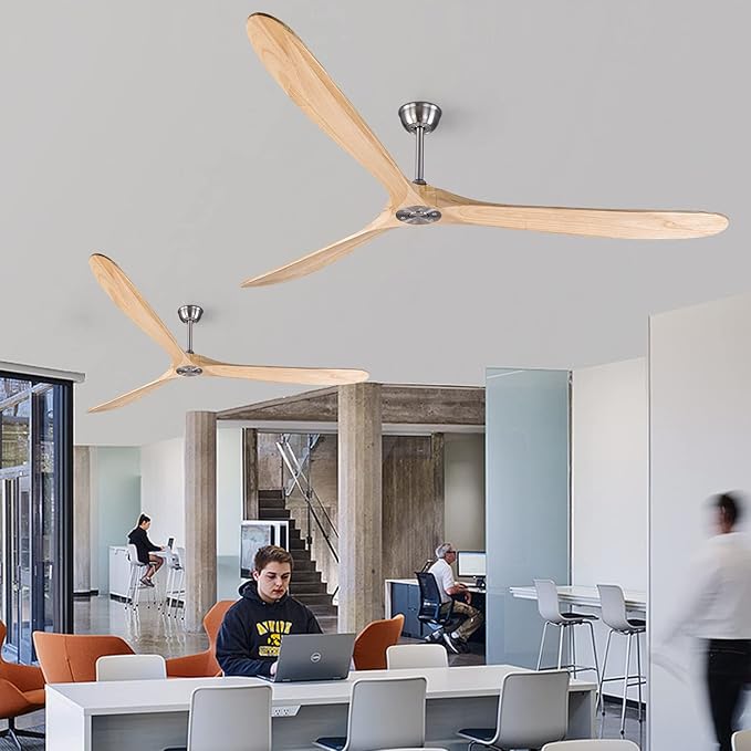 Bigzone 88" Large Ceiling Fan No Light With Remote, DC Motor Quiet Energy Saving,3 Balsa Wood Blades,Outdoor/Indoor Ceiling Fan,Brushed Nickel Ceiling Fan With Reversible Blades