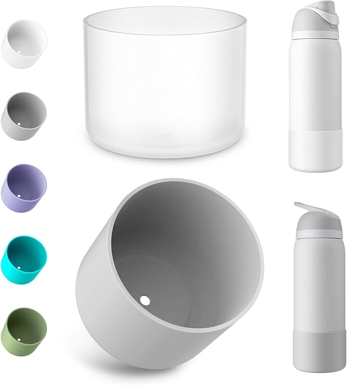 2PCS Silicone Water Bottle Boot for Owala 24oz 32oz 40oz, Protective Bottom Bumper Anti-Slip Sleeve for FreeSip, Twist, and Flip Stainless Steel Bottles, Dishwasher Safe and BPA Free