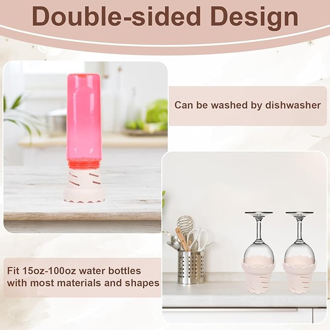 2pcs Drying Rack for Water Bottles, BPA Free Silicone Drying Rack for 15oz-100oz Bottles and Tumblers, Stackable Bottle Drying Holder Rack for HydroFlask, Yeti, Simple Modern, Camelbak(White)