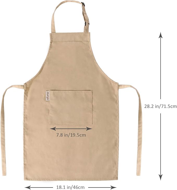 Kids Apron and Chef Hat Set-Adjustable Child Apron for Boys and Girls for Cooking Baking Khaki