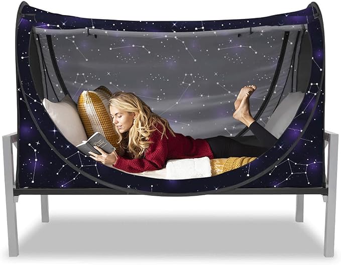 Privacy Pop up Eclipse Bed Tent Bed Drapes (Starry Constellation, Twin)