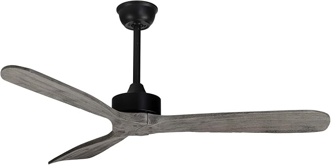 Bigzone 52" Modern Ceiling Fans Without Lights, Energy Saving DC Motor, 3 Solid Wood Blade, Ceiling Fan With Remote Control,Reversible Blades
