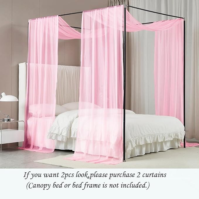 Akiky Bed Canopy for Girls Pink Sheer Canopy Bed Curtains Sheer Scarf Valance 1 Canopy Panel King Size Bed Scarf Drapes décor
