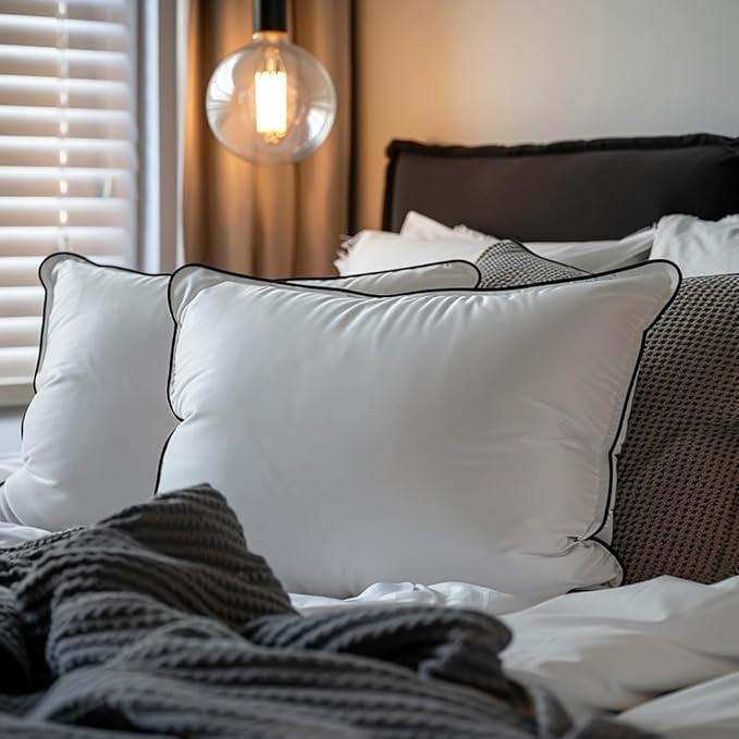 Luxury All Hungarian Goose Down Pillows Standard Size, Soft and Support Down Bed Pillow for Back,Side,Stomach Sleepers, 480 Thread Count 100% Cotton Shell, Standard Size Soft Pillow 1 Pack 20"x26"