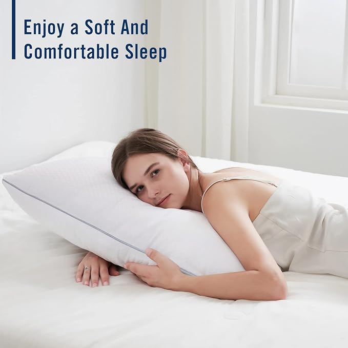 Bed Pillows for Sleeping 2 Pack, Standard Size Pillows Set of 2,Down Alternative Filling, Pillow for Back, Stomach or Side Sleepers Grey