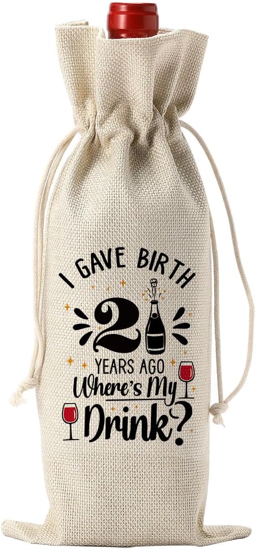 21st Birthday Wine Gifts Bag for Her Sister, Twenty-one Year Old Birthday Party Decorations Wine Bag, Funny Birthday Wine Bag Gifts for Her Friends, 21st Birthday Wine Bag Gifts