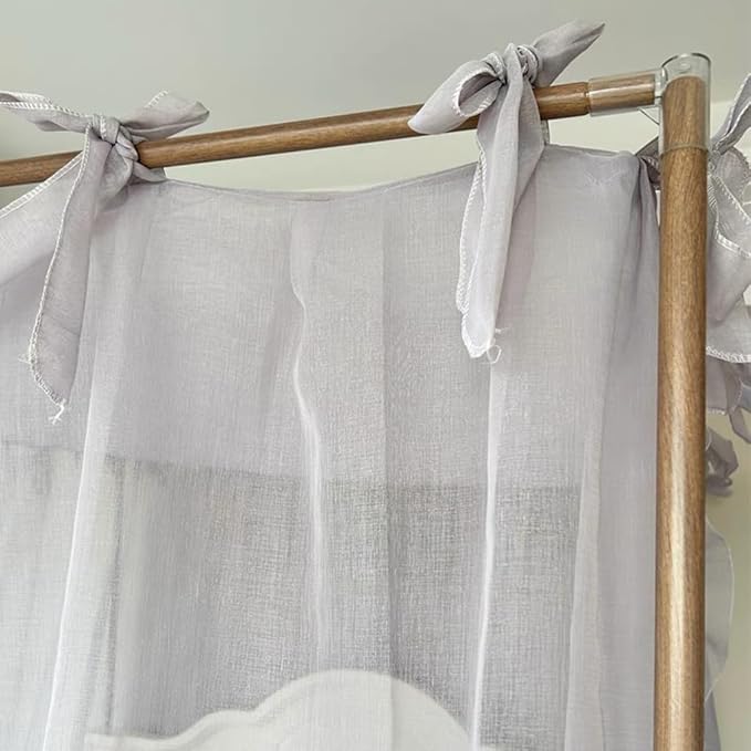 Elegant Princess 4 Corner Post Mosquito Net Romantic for Girls Women Bed Curtain Canopy for Adult Wedding Bedroom Kids Rooms Decoration (Type4-Grey, Queen)