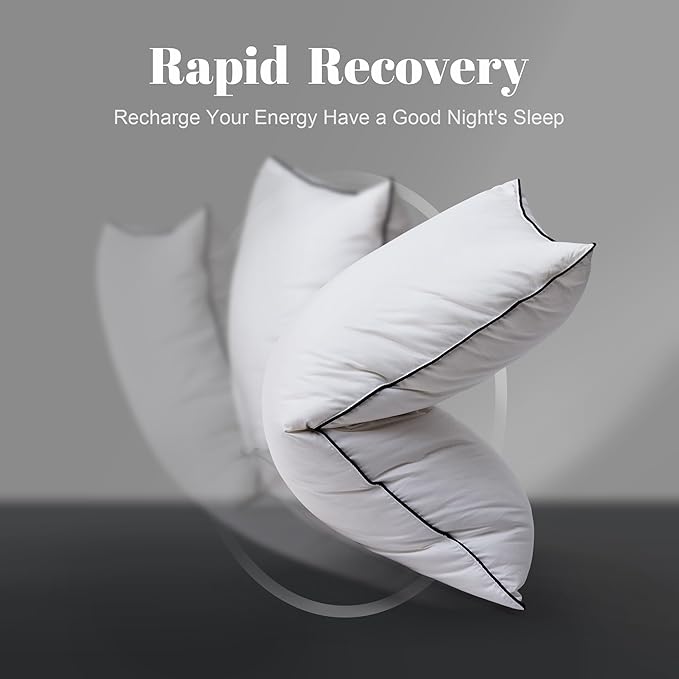 Luxury Goose Down Bed Pillows for Sleeping, 1 Pack White Hotel Soft Feather Down Pillow with Airyfil™ Fillings, Medium Firm for Back, Stomach, Side Sleepers (Queen Size, 20 × 30 in.)