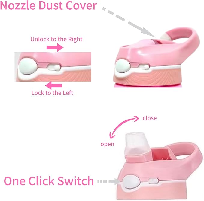 25oz Pink Water Bottle with Clip Handle and Locking Lid, Reusable Travel Tritan Water Bottle with Straw and Sports Plastic Water Bottle - Pink