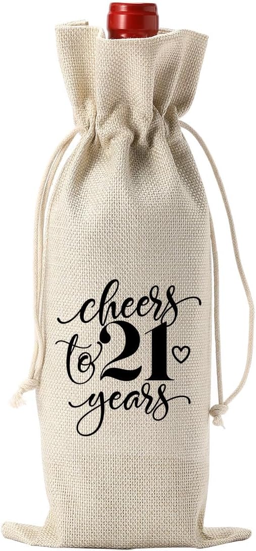 21st Birthday Gifts for Her Wine Bag, Funny 21st Birthday Wine Bag, 21st Birthday Party Decorations for Her Women, Cheers to 21 Years Wine Gift Bag, Twenty-one Birthday Wine Gift Bag