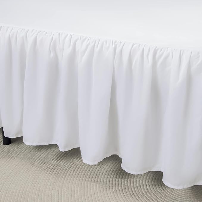 Bed Skirt Full Size Ruffled Bed Skirts with Split Corners, 22 Inch Drop Dust Ruffle Bed Skirt with Platform, White, Full - 22" Drop