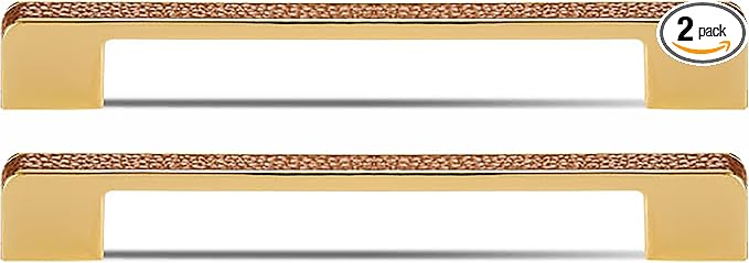 Leather Handle Brass Leather Handle Nordic Minimalist Style Handle Wardrobe Dressing Table Bedroom Living Room Kitchen Handle Hardware Furniture - 2 Pack (Brown, 128mm(5in))