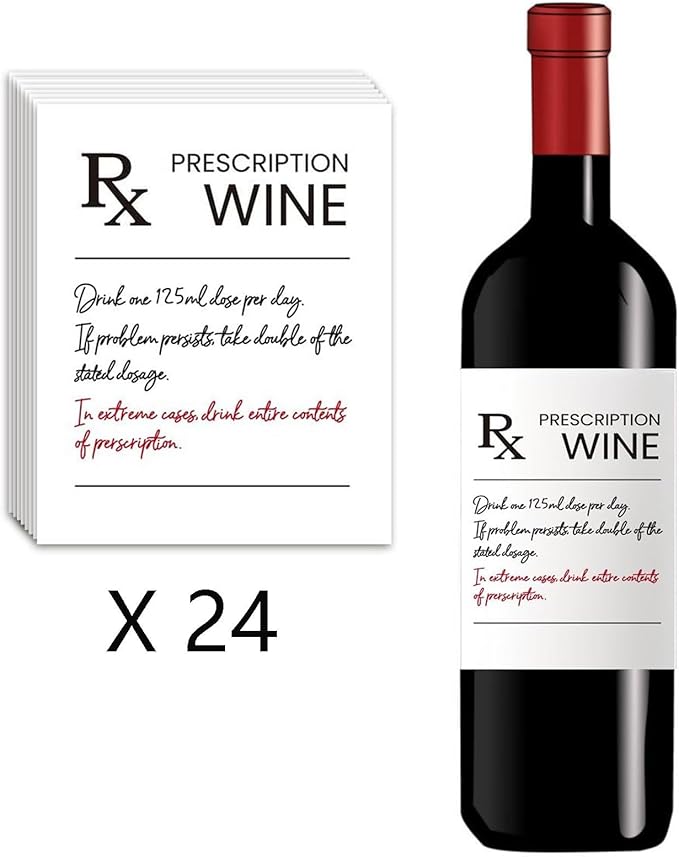 24Pcs Pharmacist RX Wine Labels, Humor Pharmacist Retirement Appreciation Birthday Graduation Gifts for Women Men, Funny Pharmacy Technician Gift Wine Bottle Stickers Labels