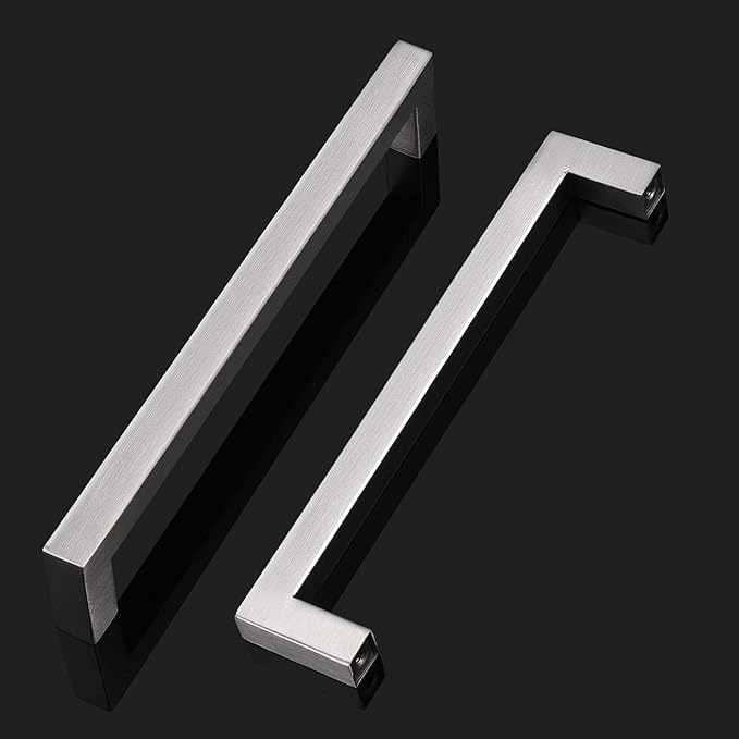 Probrico 10 Pack Kitchen Furniture Hardware Cupboard Drawer Door Cabinet Pulls and Knobs Stainless Steel T Bar Modern Contempory Style, 6-3/10" Hole Centers