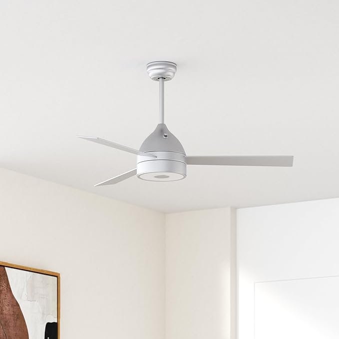 52 Inch Plated Finish Ceiling Fan with RGB Dimming LED Light,with Music Bluetooth Speaker,Remote Control,3-Speed Regulation,Reversible Motor,Timing,for Living Room,Bedroom,Restaurant,Outdoor