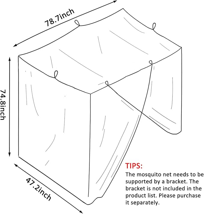 White Mosquito Net Tent for Bed or Plant，Protecting Plant,One Side Opening Canopy Netting Curtain Net for Bedroom Decoration Twin Size（Without Frame）