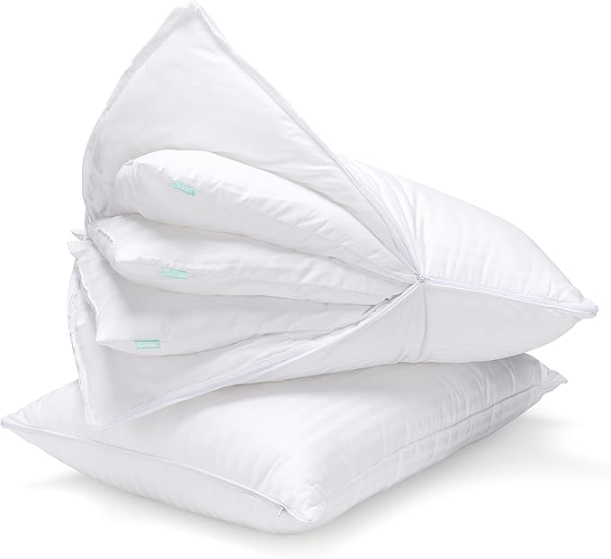 EverSnug Goose Feather Adjustable Layer Pillows for Sleeping - Set of 2, Cooling, Luxury Pillows for Back, Stomach or Side Sleepers (Queen (Pack of 2))