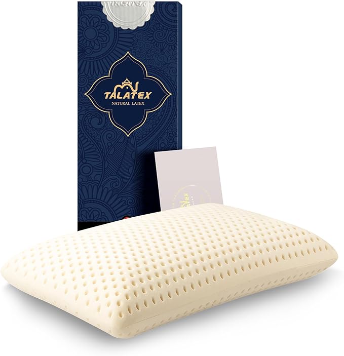 Talatex Talalay 100% Natural Premium Latex Pillow, Helps Relieve Pressure, No Memory Foam Chemicals, Perfect Package Best Gift with Removable Tencel Cover (Medium Firm, King(32.5"×15.7"×5.9"))
