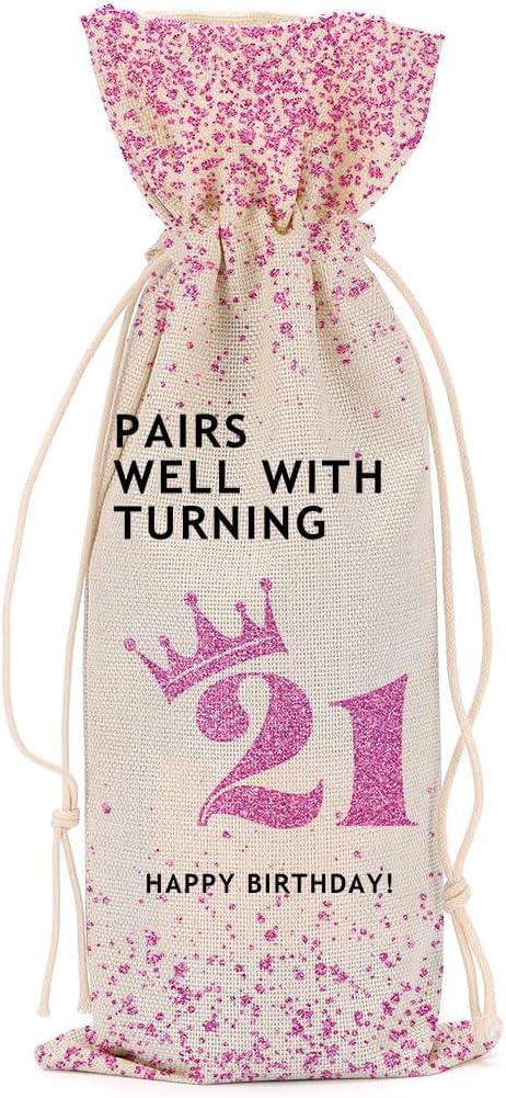 21st Birthday Wine Bag 21st Birthday Decorations 21st Birthday Party Favors Gift for 21 Year Old Male Coworkers Daughter Friend Him Her Anniversary Wine Bags