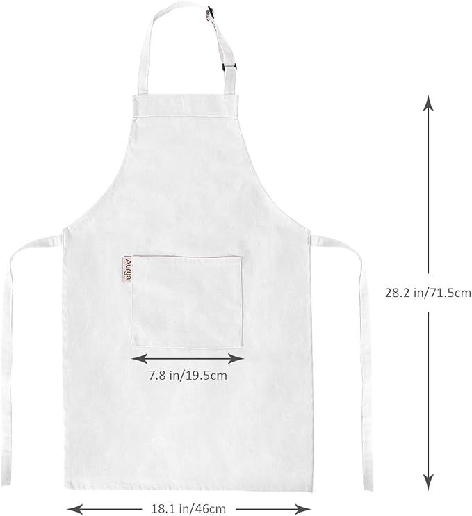 Kids Apron and Chef Hat Set-Adjustable Child Apron for Boys and Girls for Cooking Baking Off-white