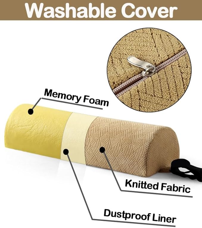 Recliner Leg Pillow Memory Foam Non-Slip Long Bolster Pillow for Legs, Knees, Lower Back and Head, Lumbar Support Pillow 23.6x8x4 Inch Grey