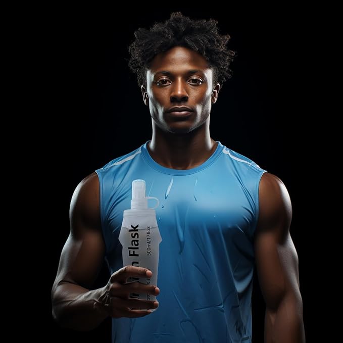 250ML Soft Flask, Running Water Bottle Foldable TPU Hydration Flask for Running Hydration Pack Cycling Hiking Marathon, Clear