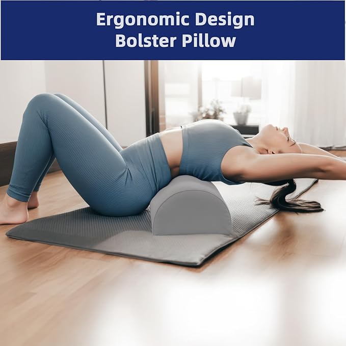 Bolster Pillow for Legs - Half Moon Under Knee Pillow for Sleeping On Back - Memory Foam Knee Bolster Pillow for Sleeping, Lower Back, Lumbar Support and Foot Elevation (Dark Grey)