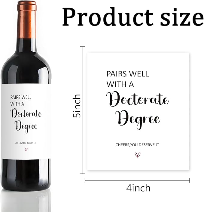 24 Pcs Doctorate Degree Wine Labels Graduation Wine Bottle Stickers Funny Doctorate Grad Gifts Wine Labels for Bottles Gifts for Women Men