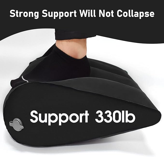 Prosixtoy Wedge Leg Elevation Pillow-Neck Pillows for Pain Relief Deep Sleep Bed Cushion Body Pillow-Knee Pillow Lumbar Support Pillow for Back Sleeper,Fast Inflating Deflation(Black)
