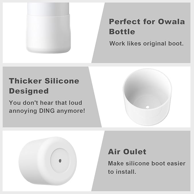 2PCS Silicone Water Bottle Boot for Owala 24oz 32oz 40oz, Protective Bottom Bumper Anti-Slip Sleeve for FreeSip, Twist, and Flip Stainless Steel Bottles, Dishwasher Safe and BPA Free