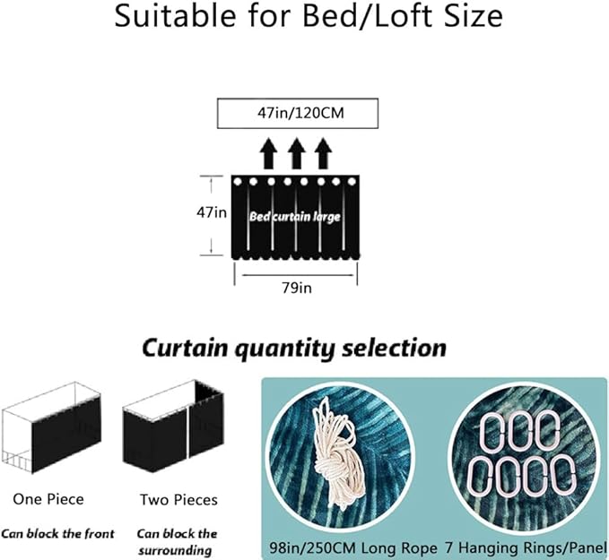 XGOPTS Bottom Bunk Bed Curtains Students Dormitory Bunk Bed Curtains Loft Bedroom Privacy Curtains Single Sleeper Blackout Cloth Bed Tent Curtain Shading Net Lightproof Bedding Spread Curtain Canopy