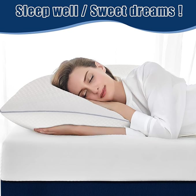 Bed Pillows for Sleeping 2 Pack, King Size Pillows Set of 2,Down Alternative Filling, Pillow for Back, Stomach or Side Sleepers Grey