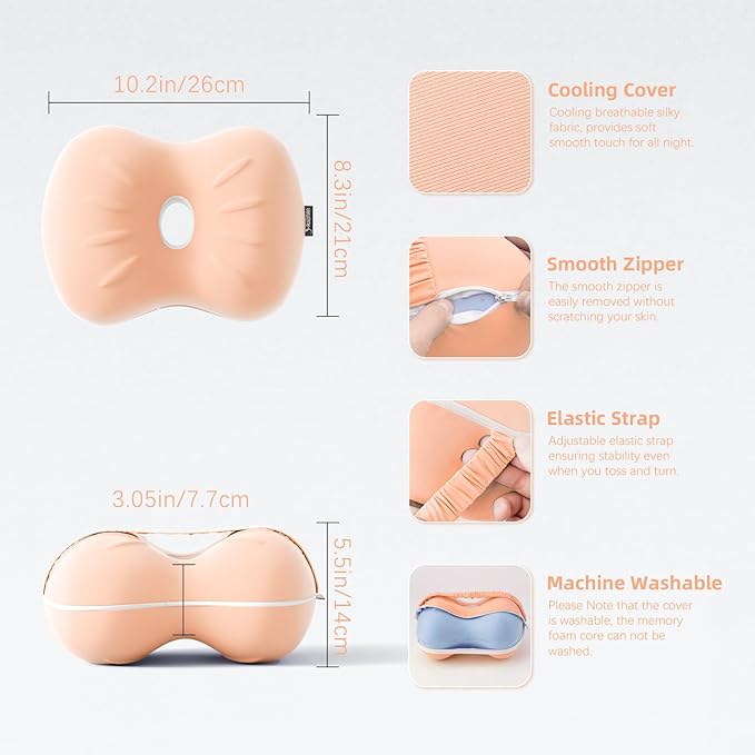 Knee Pillow for Side Sleepers - Memory Foam Leg Pillow for Side Sleeping - Comfortable Soft Side Sleeper Leg Positioner Pillows for Pregnancy, Hip Pain, Spine Alignment (Peachpuff)
