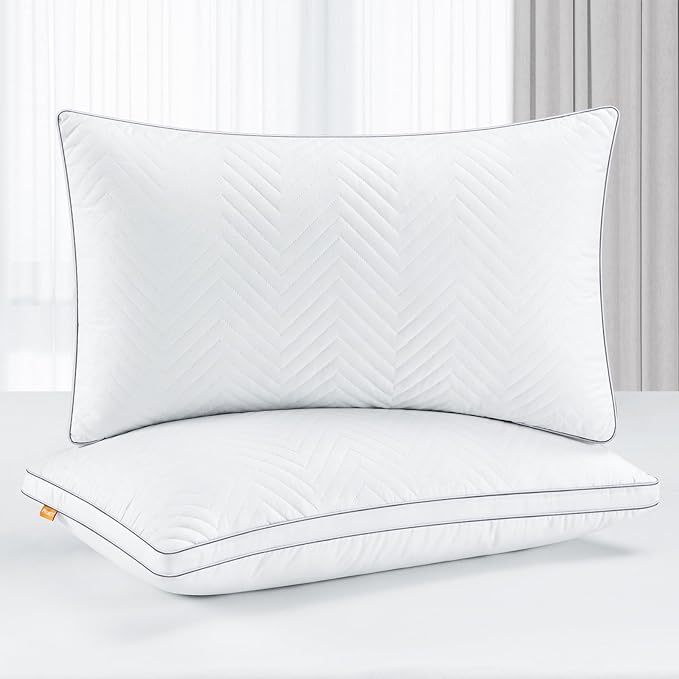 Maxzzz Bed Pillows Standard Size Set of 2, Fluffy Pillows for Back, Stomach or Side Sleepers, Luxury Hotel Quality, White(18x25 inch)