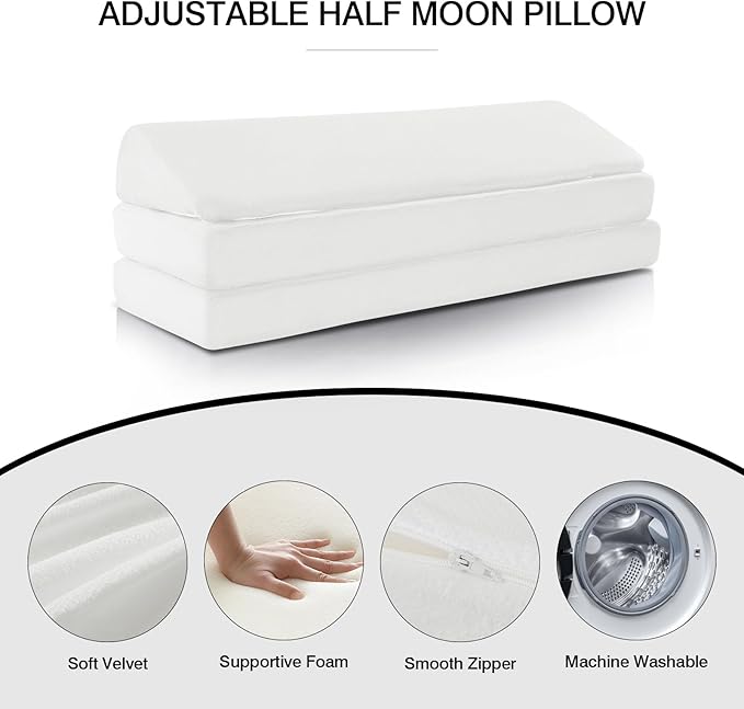 BALAPET 3-in-1 Adjustable Height Wedge Pillow, 7" Height Leg Knee Pillow for Side Sleepers & Aligns Spine, Supportive Bolster Pillow for Pregnancy Relieves Pressure Hip Leg Elevation, 26", White