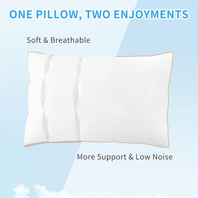 YOUR MOON Soft Pillow Standard for Sleeping, Super Soft Support Down Alternative Pillow 2 Pack, 100% Cotton Shell Luxury Comfy Fluffy Bed Pillows for Sleep(White)