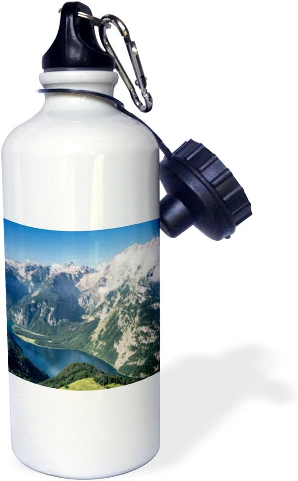 3dRose Lake Koenigsee and Mt Watzmann, NP Berchtesgaden, Bavaria, Germany Sports Water Bottle, 21 oz, Multicolor