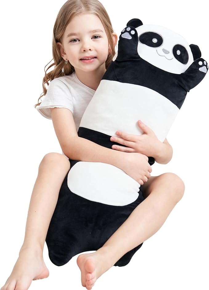 32 Inch Giant Panda Bears Stuffed Animal, Soft Large Long Pillow Doll,Cute Black Panda Plush Body Pillow Plushies Toy Gift for Kids, Boy and Girls Birthday