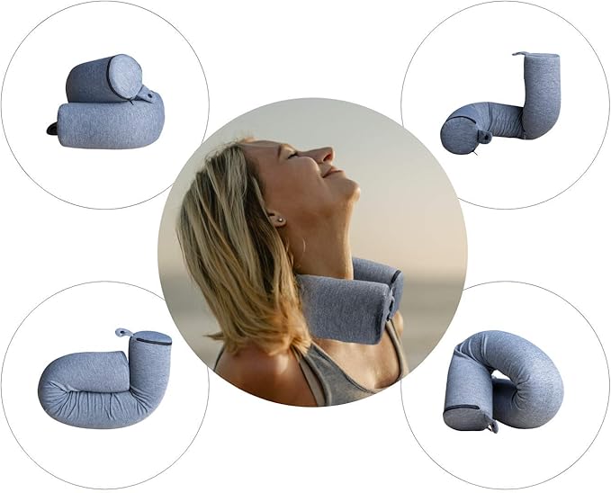 Twist Memory Foam Pillow, Adjustable, Bendable Roll Pillow, Travel Pillow on Airplanes, Bus and Train, Great for Neck, Chin, Lumbar and Leg Support, 1 Pack, Grey