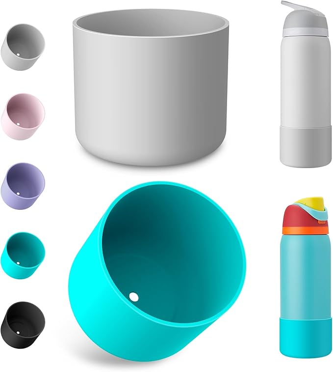 2PCS Silicone Water Bottle Boot for Owala 24oz 32oz 40oz, Protective Bottom Bumper Anti-Slip Sleeve for FreeSip, Twist, and Flip Stainless Steel Bottles, Dishwasher Safe and BPA Free