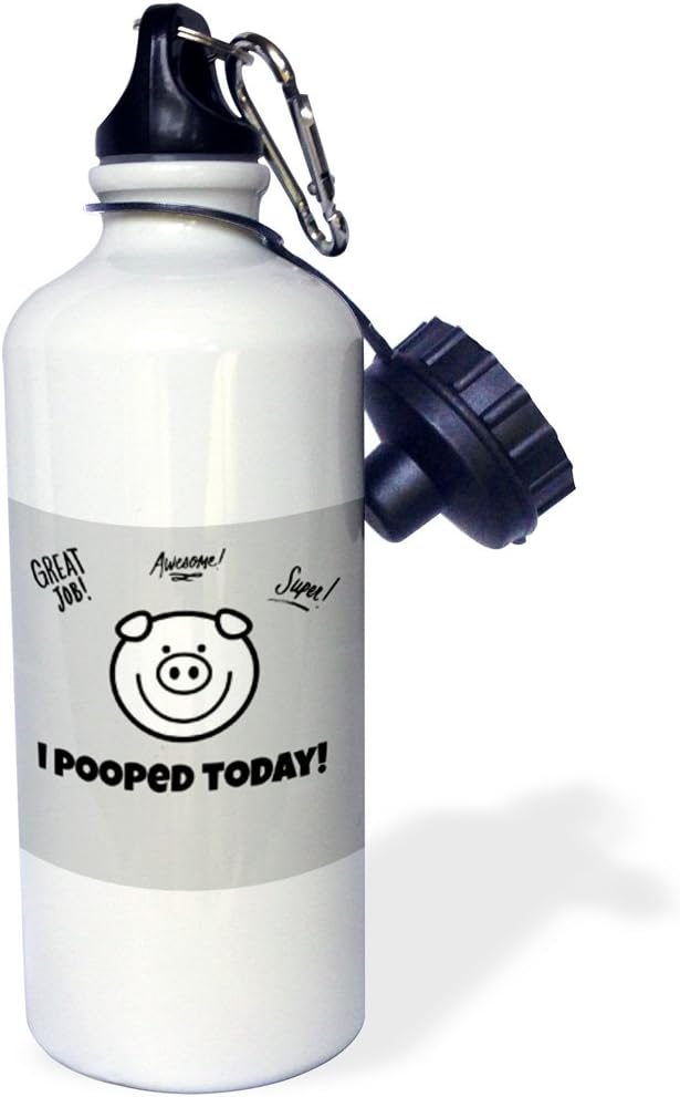 3dRose pooped today piggie-Sports Water Bottle, 21oz , Multicolored