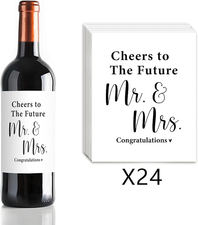 24 Pcs Mr And Mrs Wine Labels, Wedding Shower Gifts, Mr And Mrs Bridal Shower Wedding Engagement Party Decorations Gifts Wine Label, Cheers To The Future Mr And Mrs Wine Bottle Labels