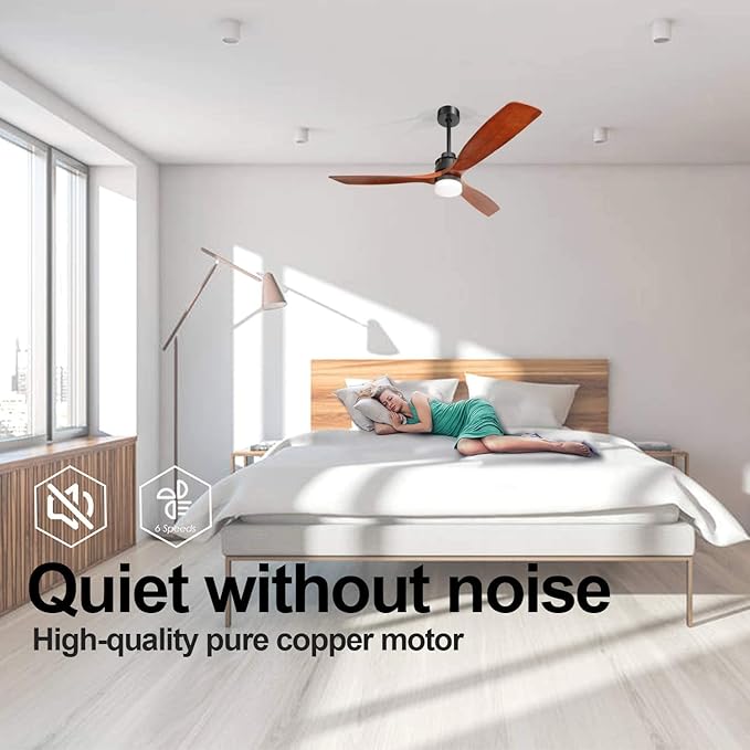 NicBex Ceiling Fan 60 Inch Ceiling Fans with Lights Ceiling Fan with 3 Blades and Remote Control Reversible DC Motor Ceiling Fan for Bedroom, Living Room, Brown