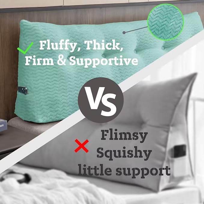 Large Bolster Triangular Headboard Wedge Backrest Positioning Support Bed Rest Reading Pillows Headboard Wedge Pillows for Day Bed Bunk Bed with Removable Cover