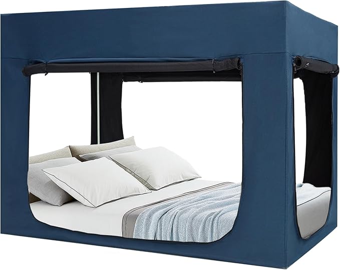 Bed Tent Bed Canopy Twin Size Tents for Adult and Kids - Portable Sleeping Bed Tents 80% Blackout with 4 Doors Breathable Private Space Tents(Mattress Not Included)